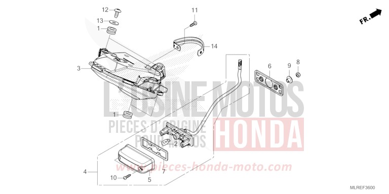 TAILLIGHT for Hornet 500 GRAND PRIX RED (R380) from 2024